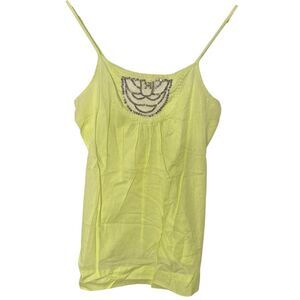 Old Navy Yellow Beaded Cami Tank Top Adjustable Straps Size Small